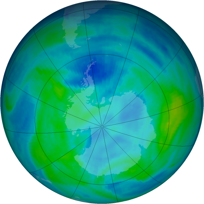 Antarctic ozone map for 10 April 1998